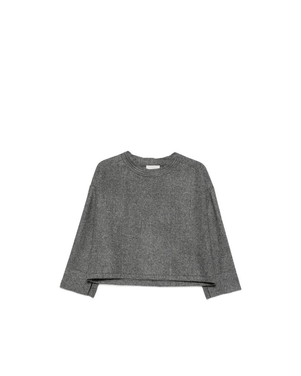 Antonelli Gray Bead-Embellished Melange-Effect Sweater