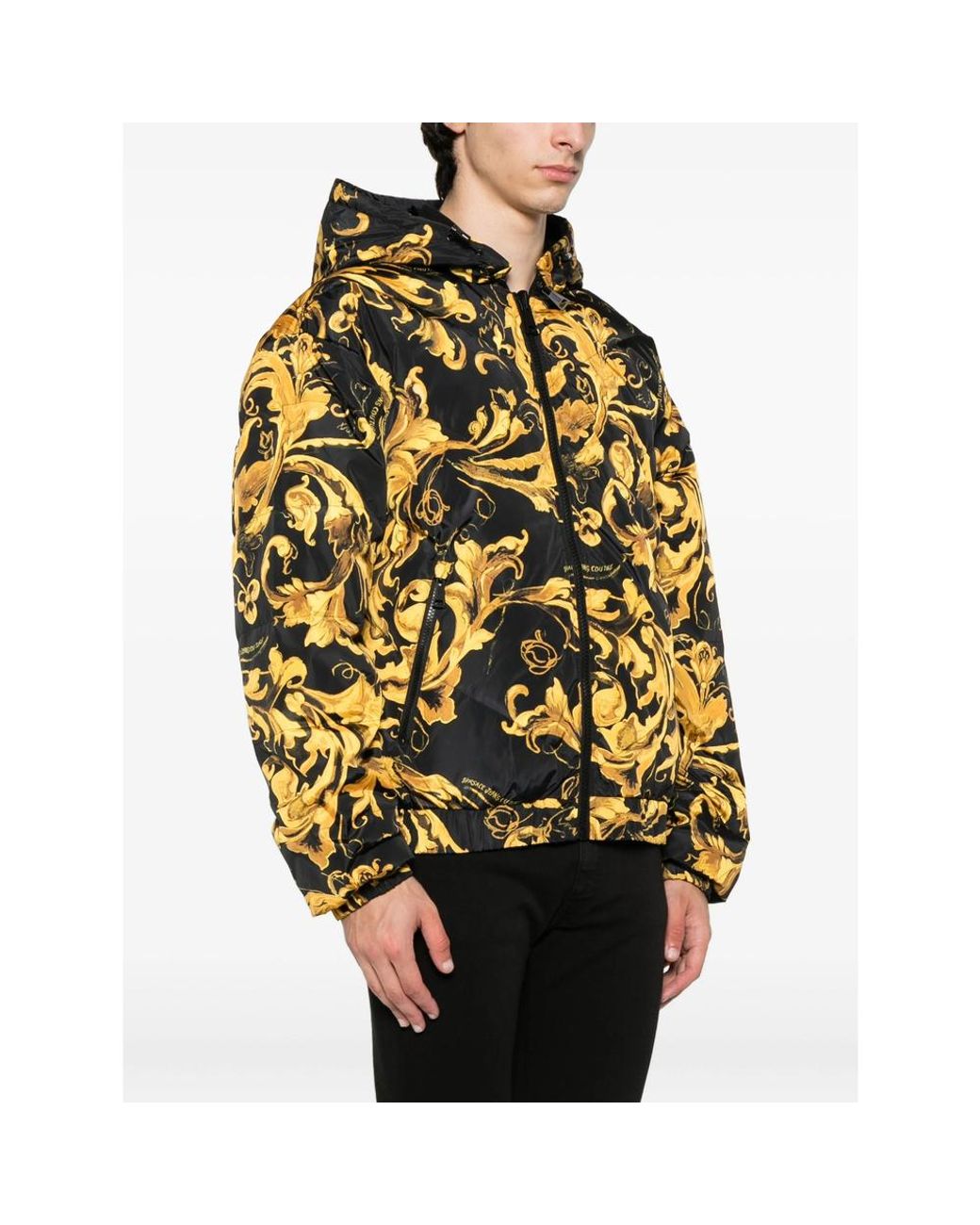 ジャケット・アウター VERSACE Baroque Hooded Zip Up Jacket Versace Baroque-print zip-up Jacket | Black | FARFETCH CA