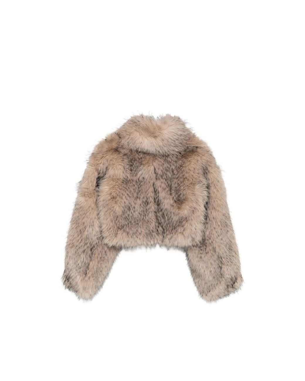 ROTATE BIRGER CHRISTENSEN Natural Faux-Fur Cropped Jacket