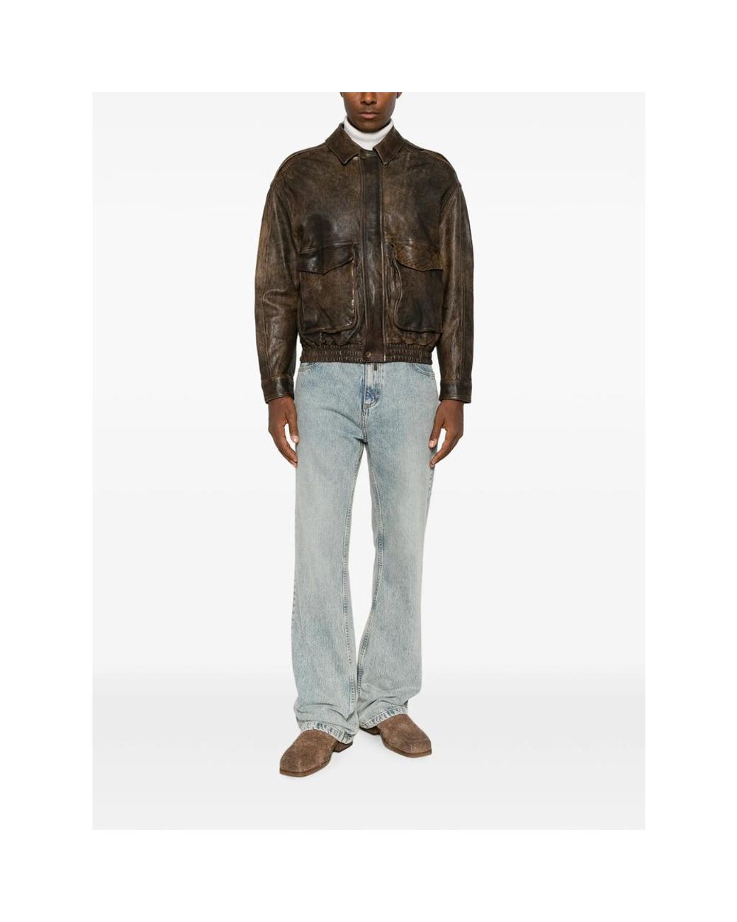 Salvatore Santoro Green Distressed-Effect Jacket for men
