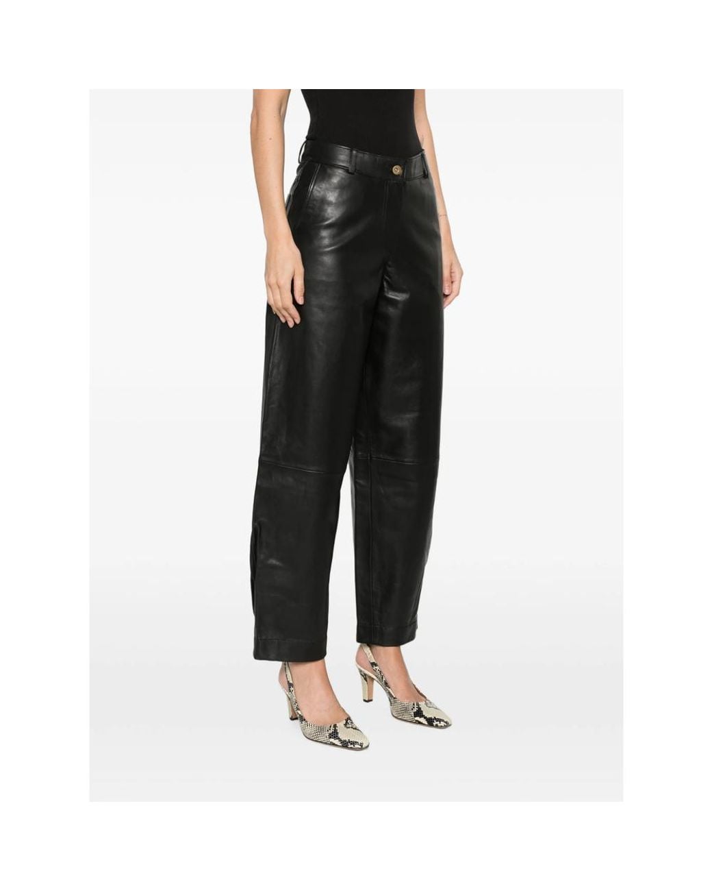 Sessun Gray Carlea Leather Tapered Trousers