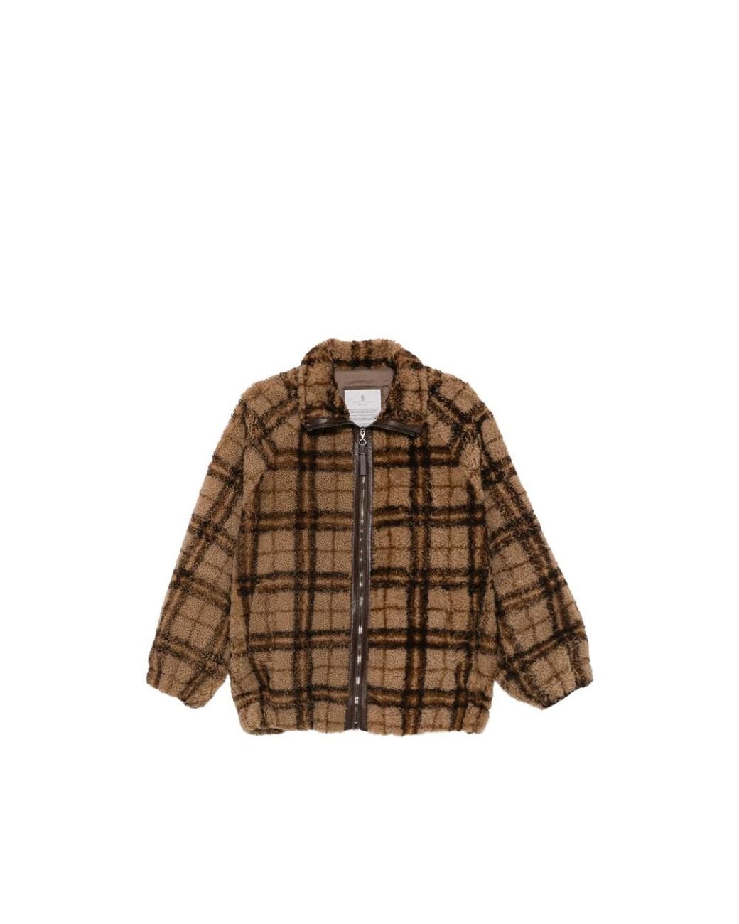 Brunello Cucinelli Brown Check-Pattern Shearling Jacket