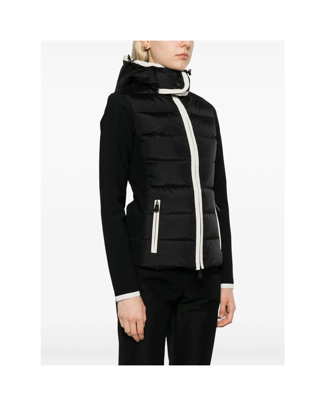 Moncler Black Padded-Panel Zip-Up Hoodie