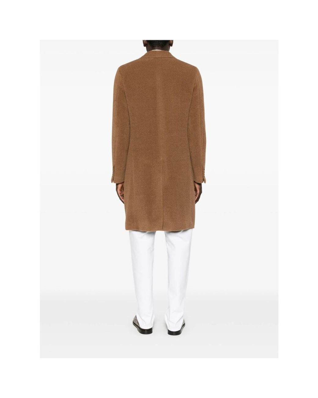 Canali Brown Double-Breasted Peak-Lapel Coat for men