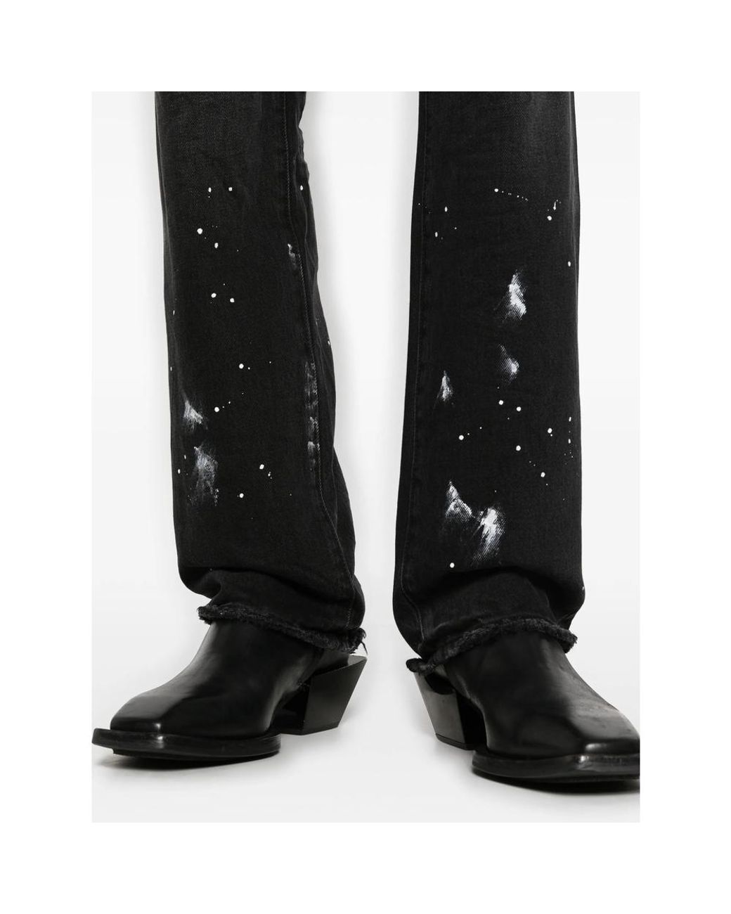 Purple Brand Black Ripped Paint Jeans for men