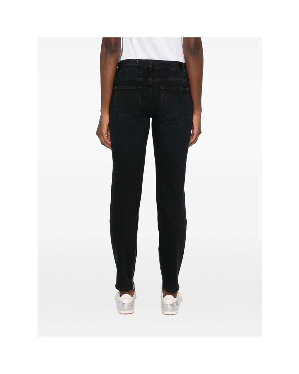 7 For All Mankind Black Coated Zip-Detail Jeans