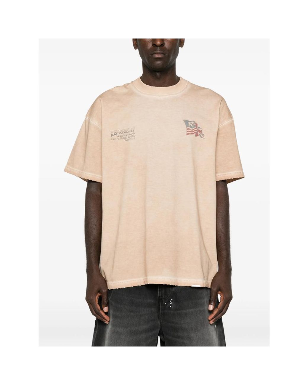 Represent Natural Graphic-Print Distressed T-Shirt for men