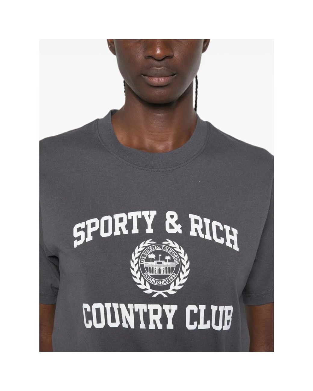 Sporty & Rich Black Logo-Print T-Shirt