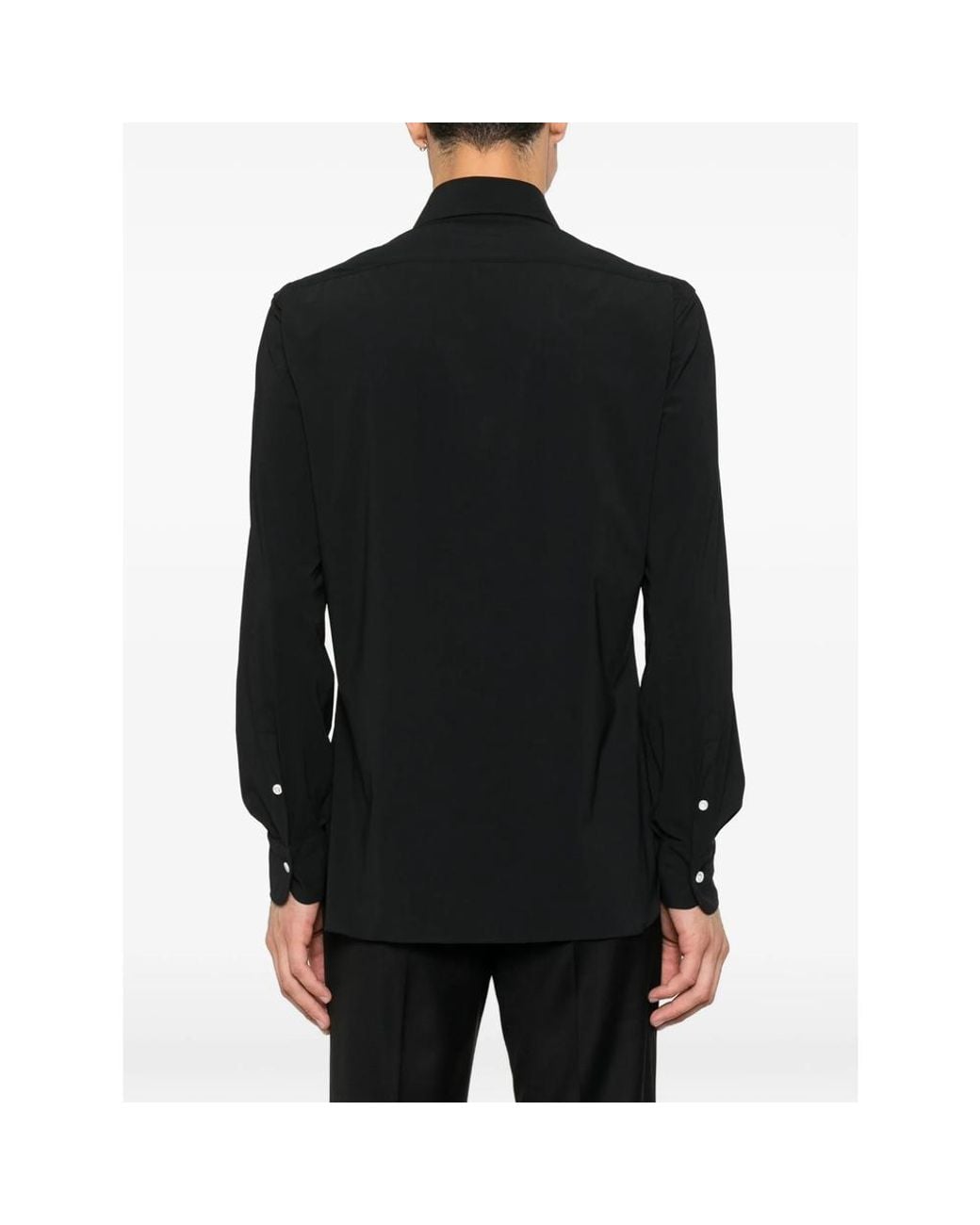 Barba Napoli Black Long-Sleeve Button-Up Shirt for men
