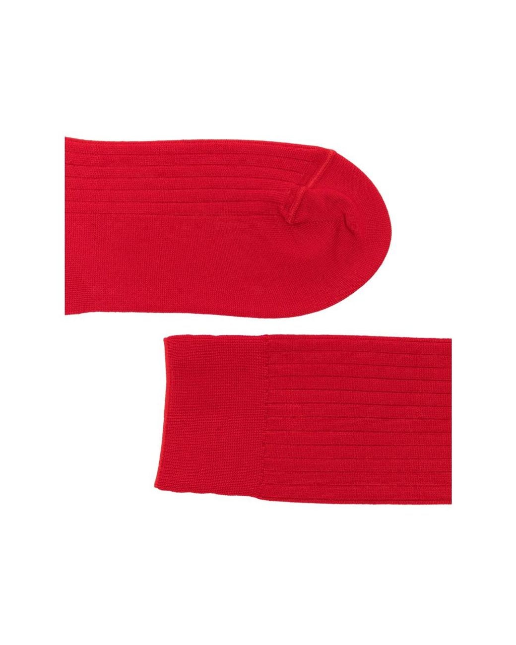 ANT45 Red Urbana Long Ribbed-Knit Socks