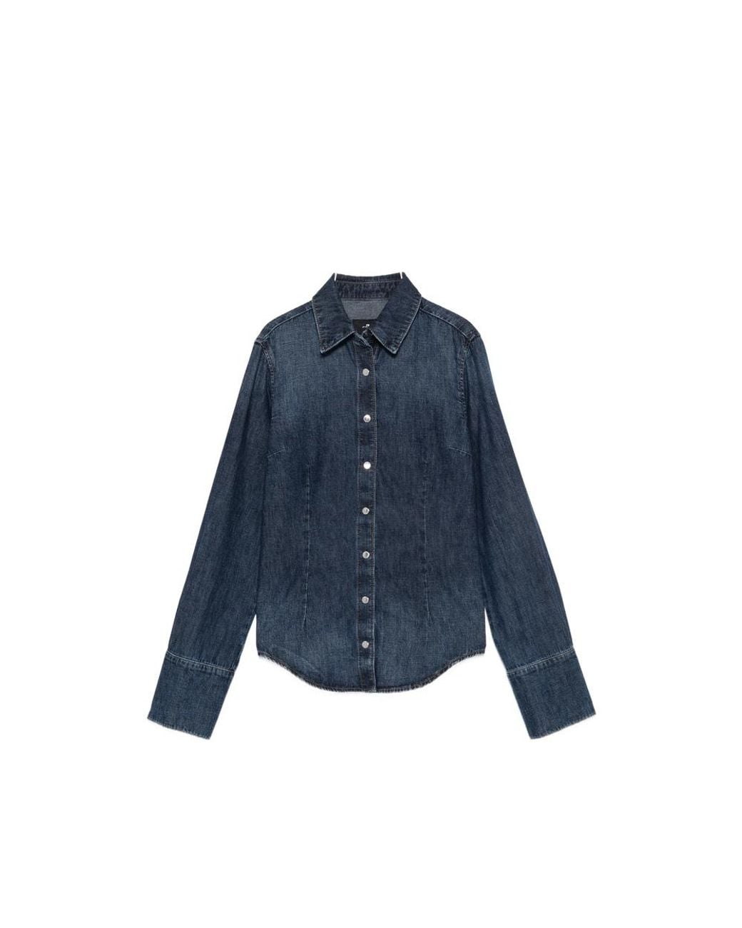 7 For All Mankind Blue Button-Up Denim Shirt