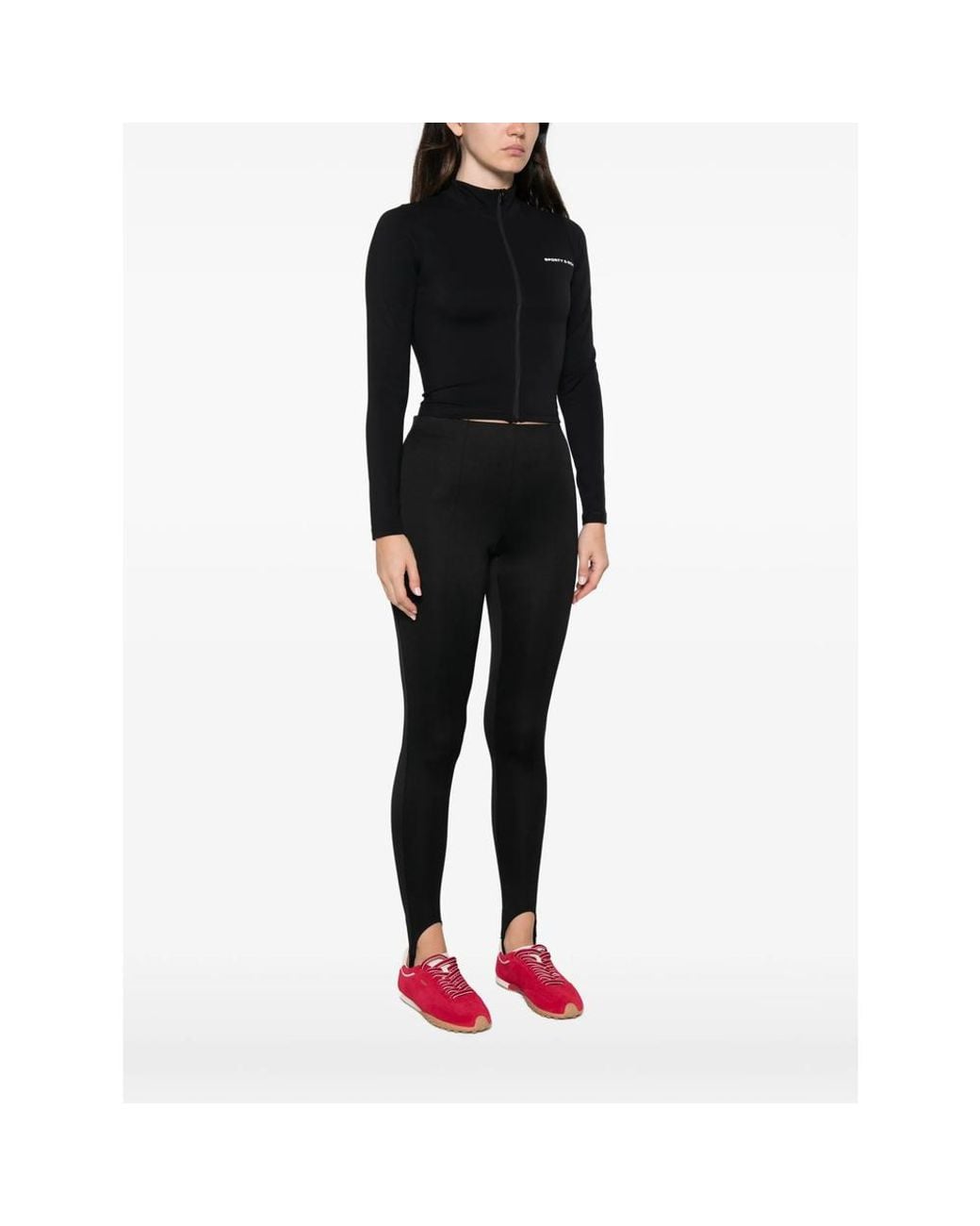Sporty & Rich Black Logo-Print Zip-Up Jacket