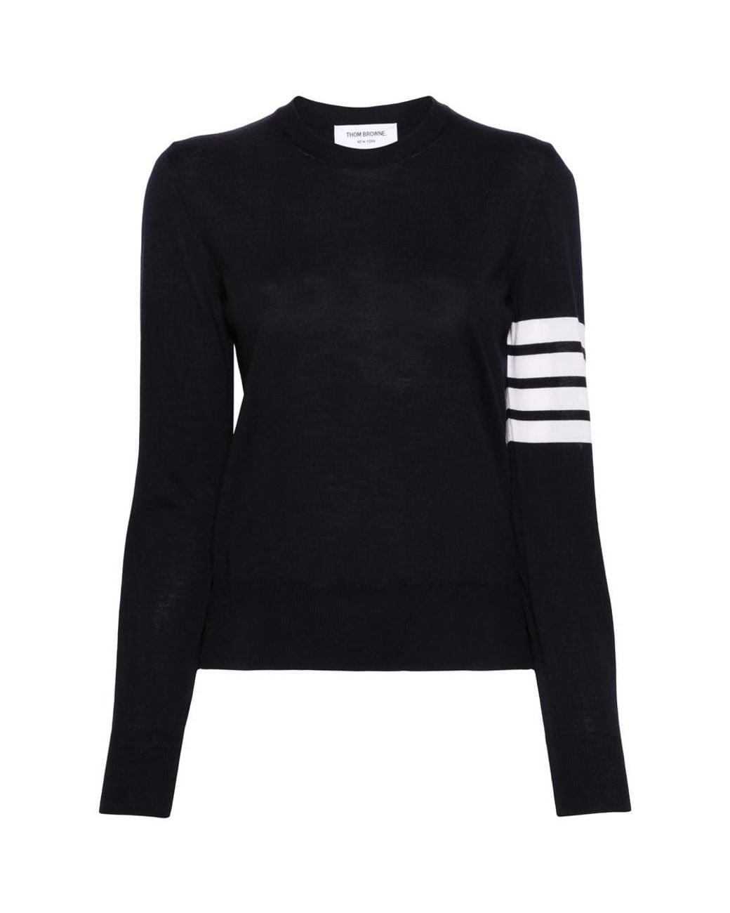 Thom Browne Black Merino Wool 4-Bar Relaxed Fit Pullover