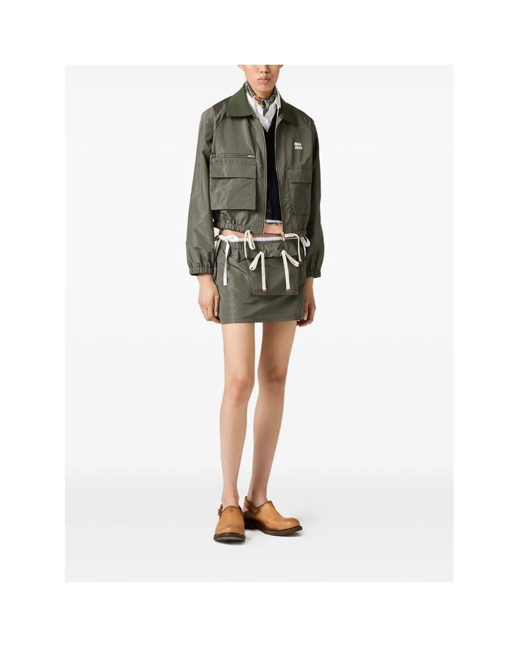 Miu Miu Green Technical Fabric Miniskirt