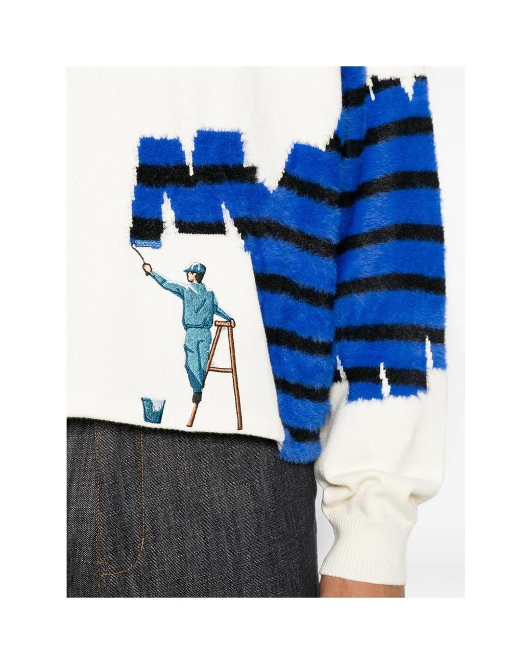 House of Errors Blue Graphic-Intarsia Polo Polo Shirt for men