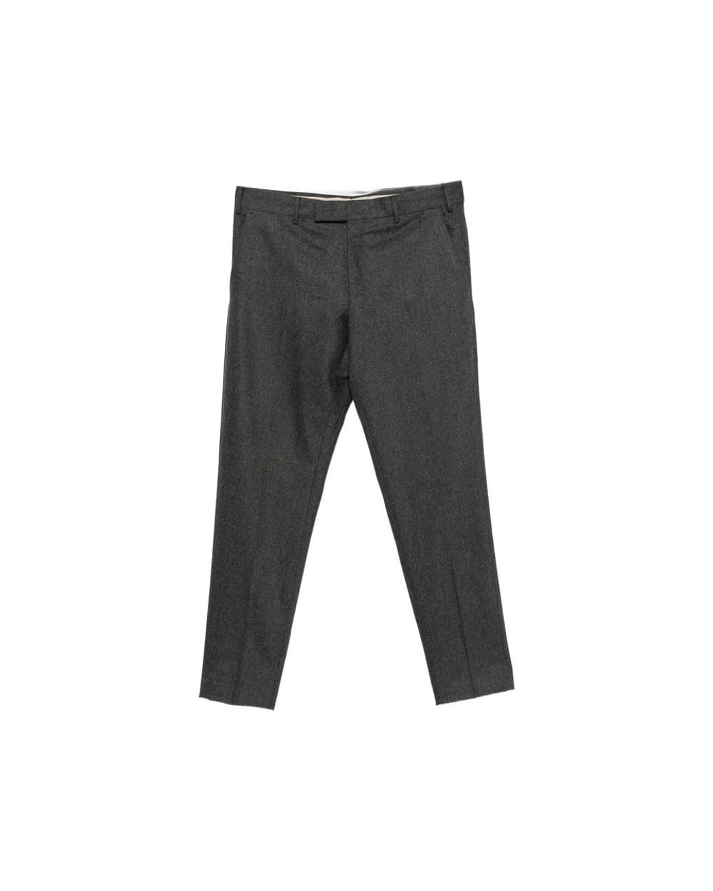 PT Torino Gray Pressed-Crease Tailored Trousers for men
