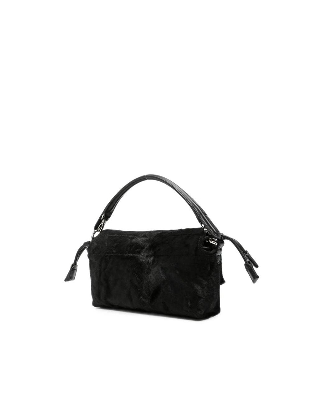 Fendi Black Small Baguette Hair-Finish Clutch Bag