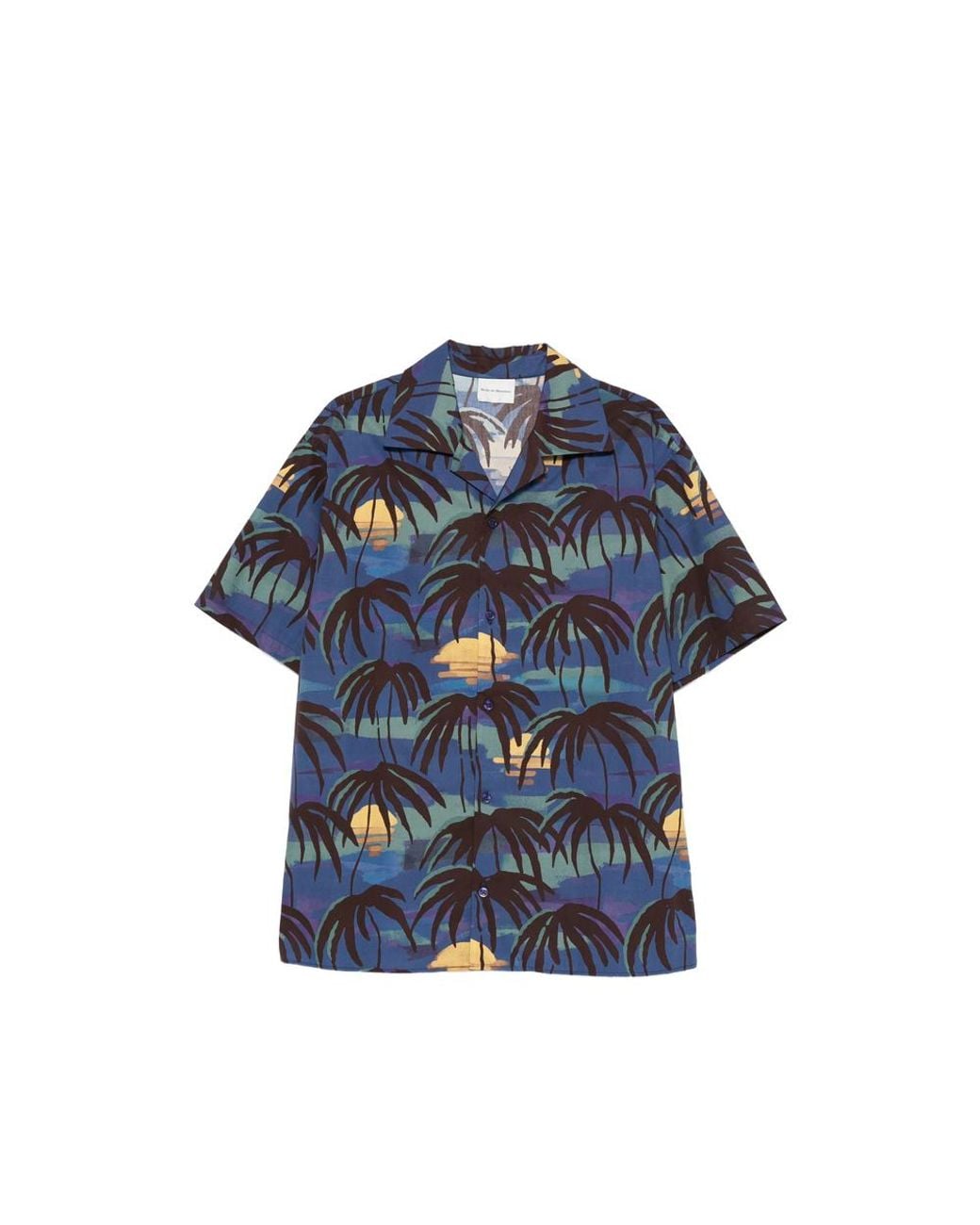 Drole de Monsieur Blue Palm Button Shirt for men