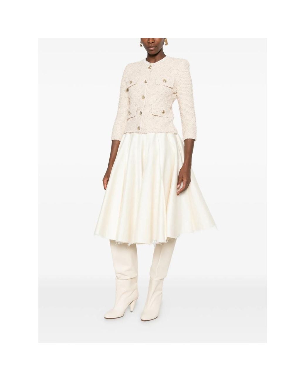 Balmain Natural Bouclé-Knit Frayed Jacket