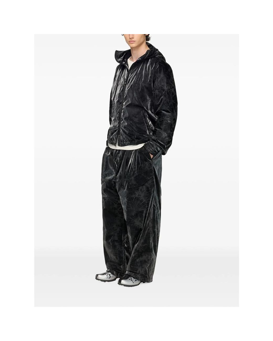Y-3 Black Marble-Print Windbreaker for men