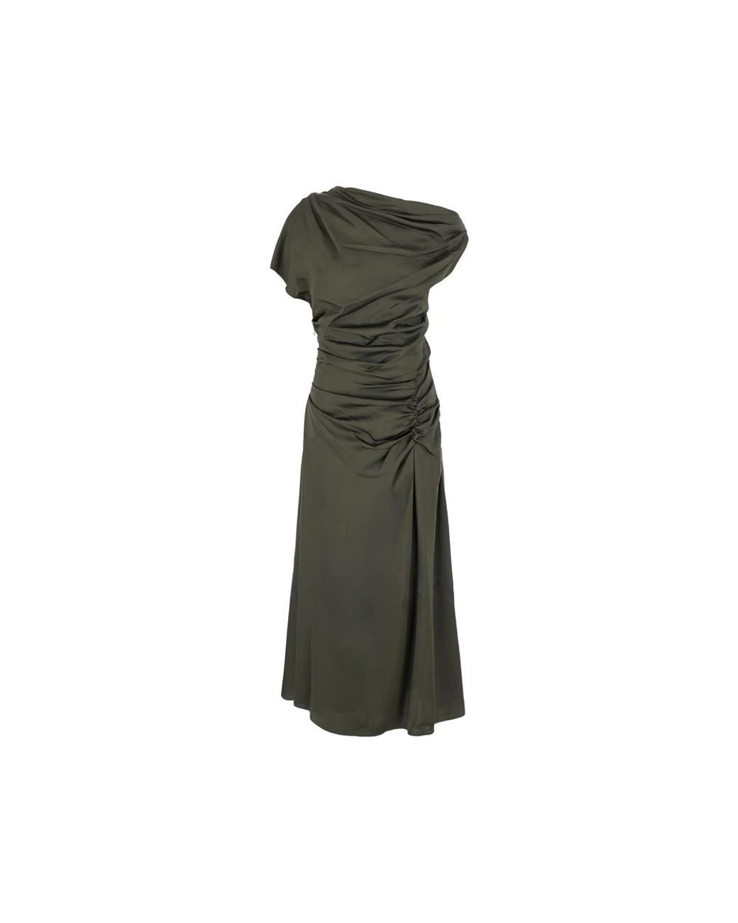 Jonathan Simkhai Green Draped Ruched Midi Dress