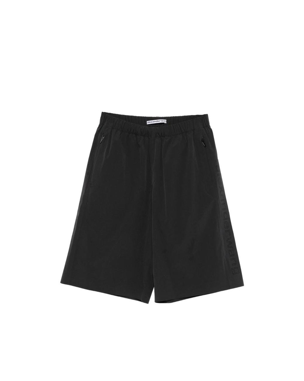 Alexander Wang Black Perforated-Logo Knee-Length Shorts