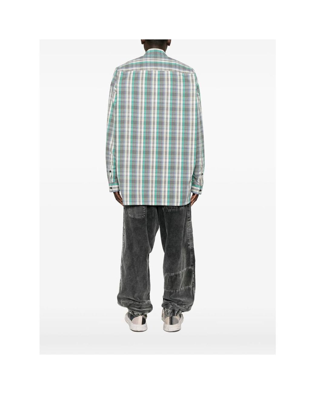 Maison Mihara Yasuhiro Blue Check-Pattern Logo-Patch Shirt for men