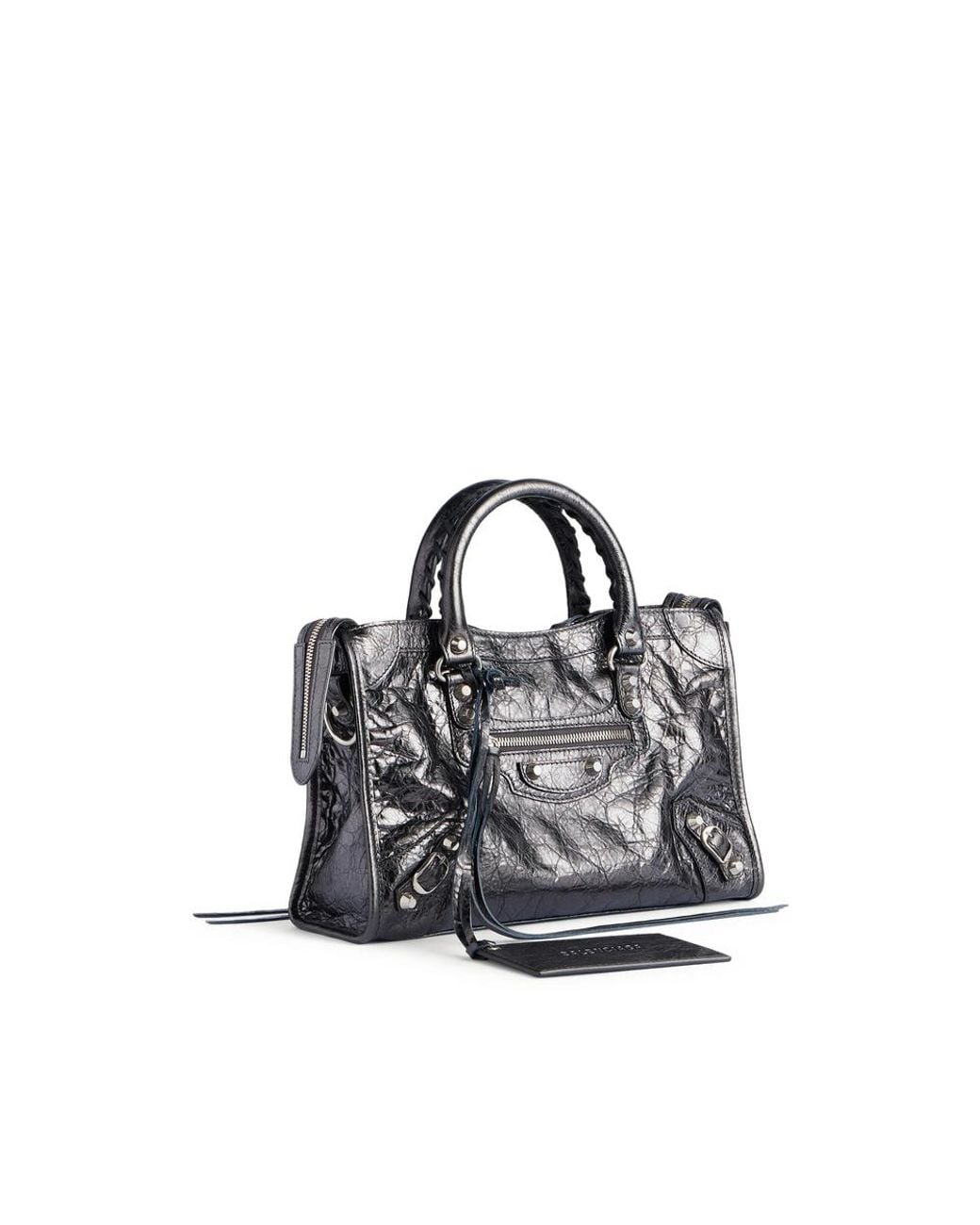 Balenciaga Blue Small Le City Metallic Leather Tote Bag