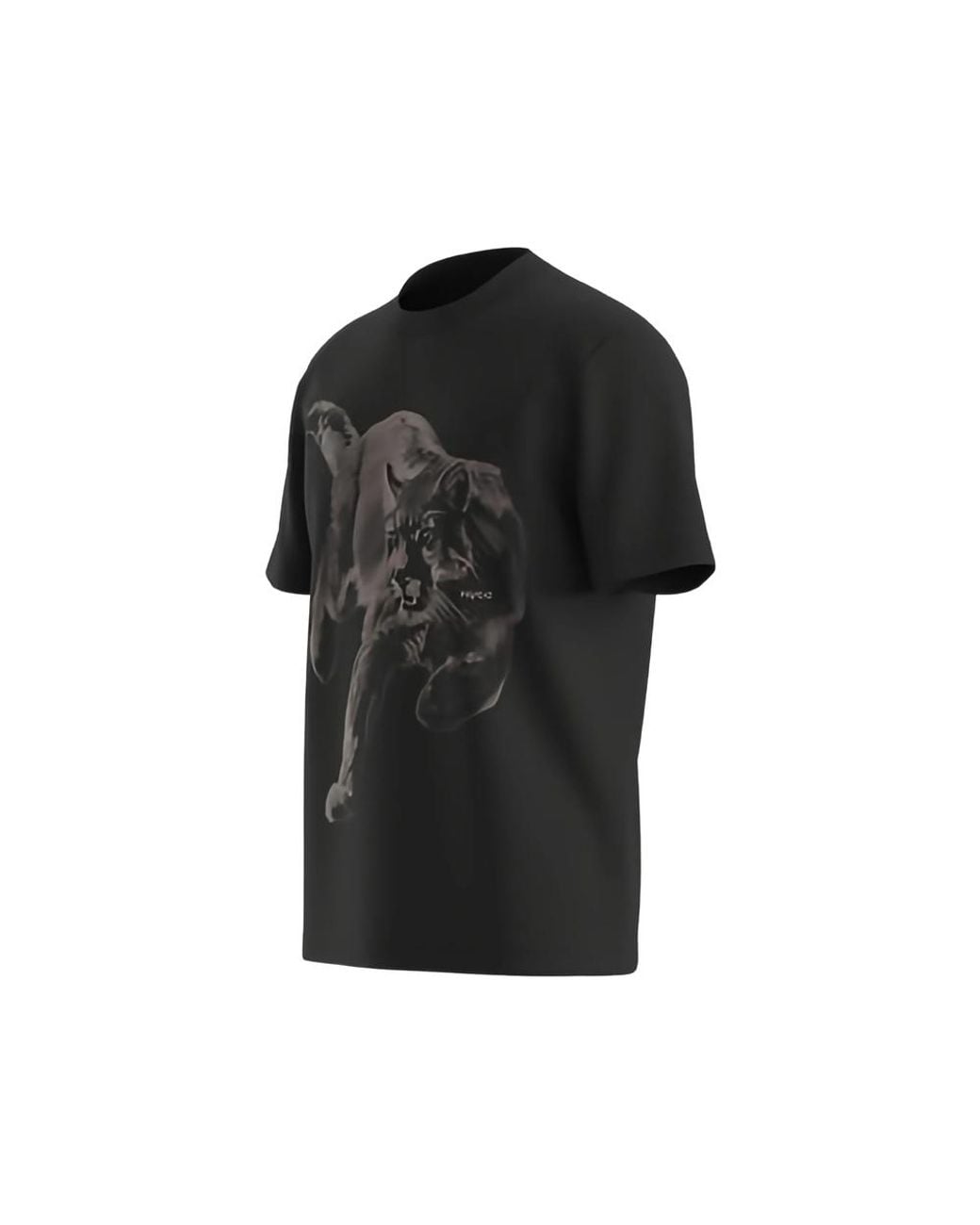 HUGO Black Cotton-Jersey T-Shirt With Graphic Print for men