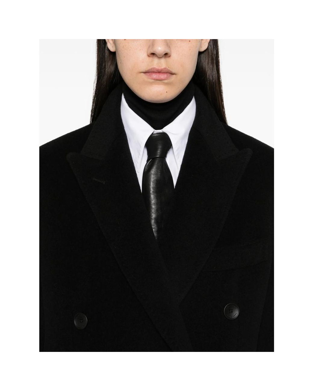 Tagliatore Black Caitlyn Double-Breasted Peak-Lapel Coat