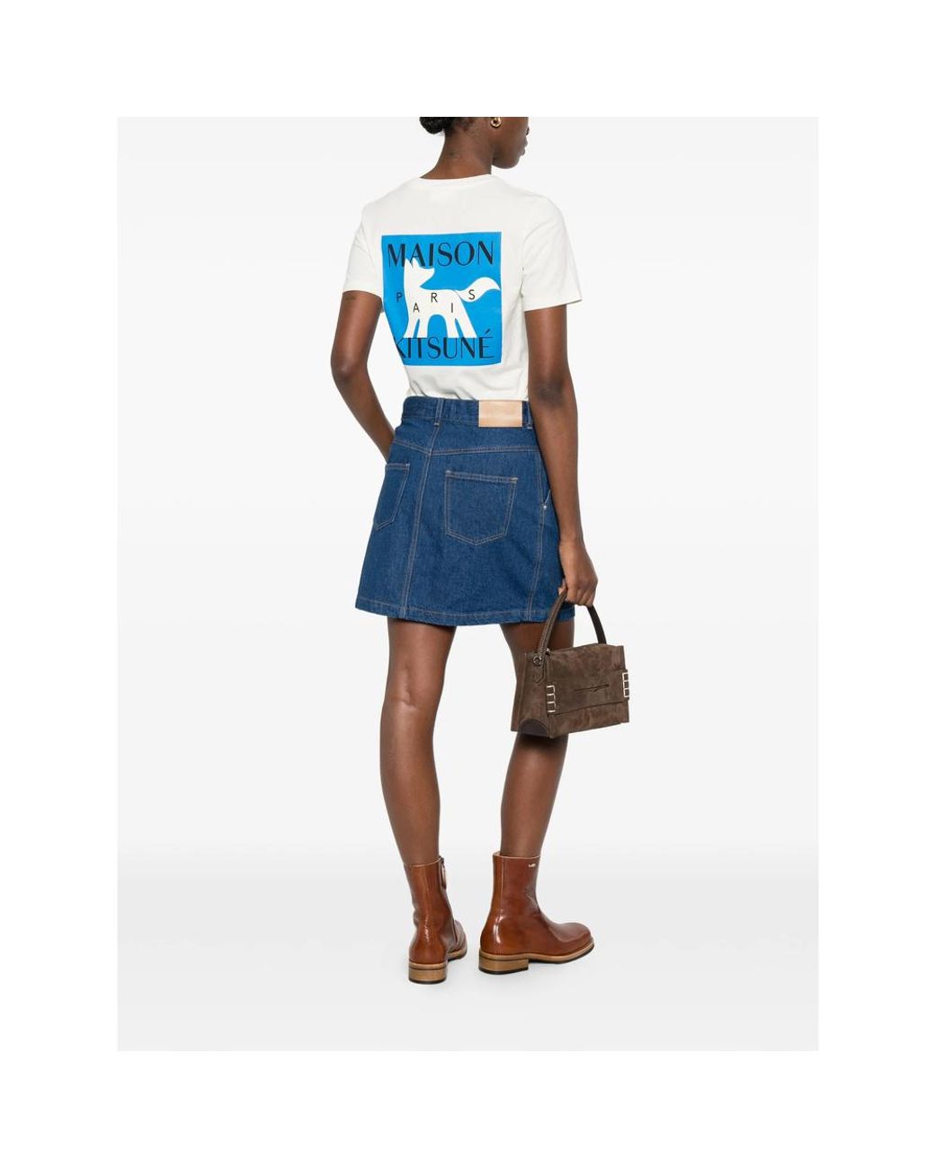 Maison Kitsuné Blue Regular-Fit Denim Mini Skirt