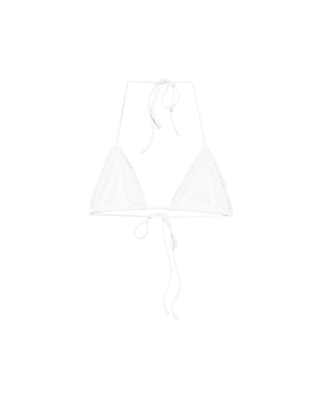 Frankie's Bikinis White X Jennie Nick Crochet Triangle Bikini Top