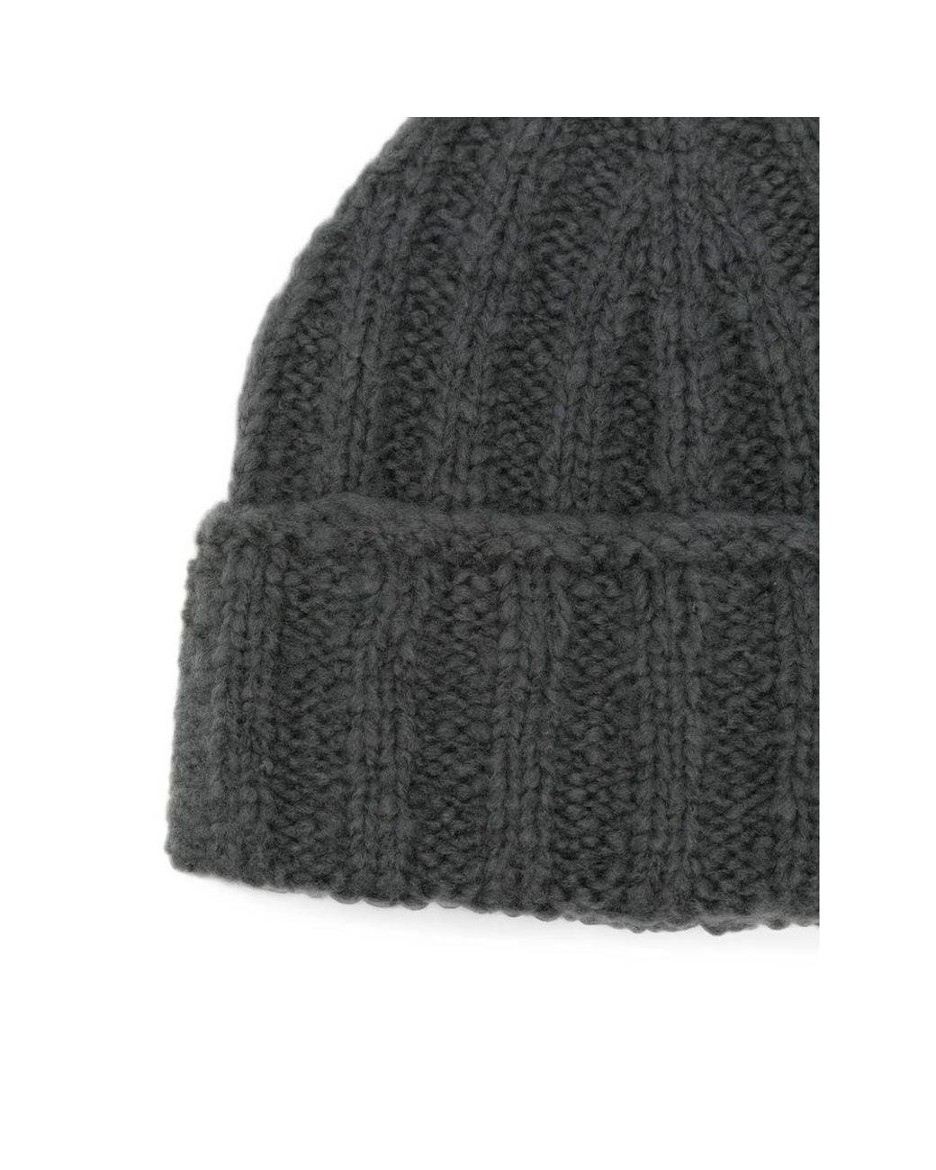 Roberto Collina Gray Ribbed-Knit Beanie Hat for men