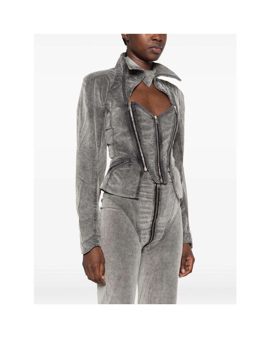 Vivienne Westwood Gray Beetle Corduroy Cut-Out Jacket