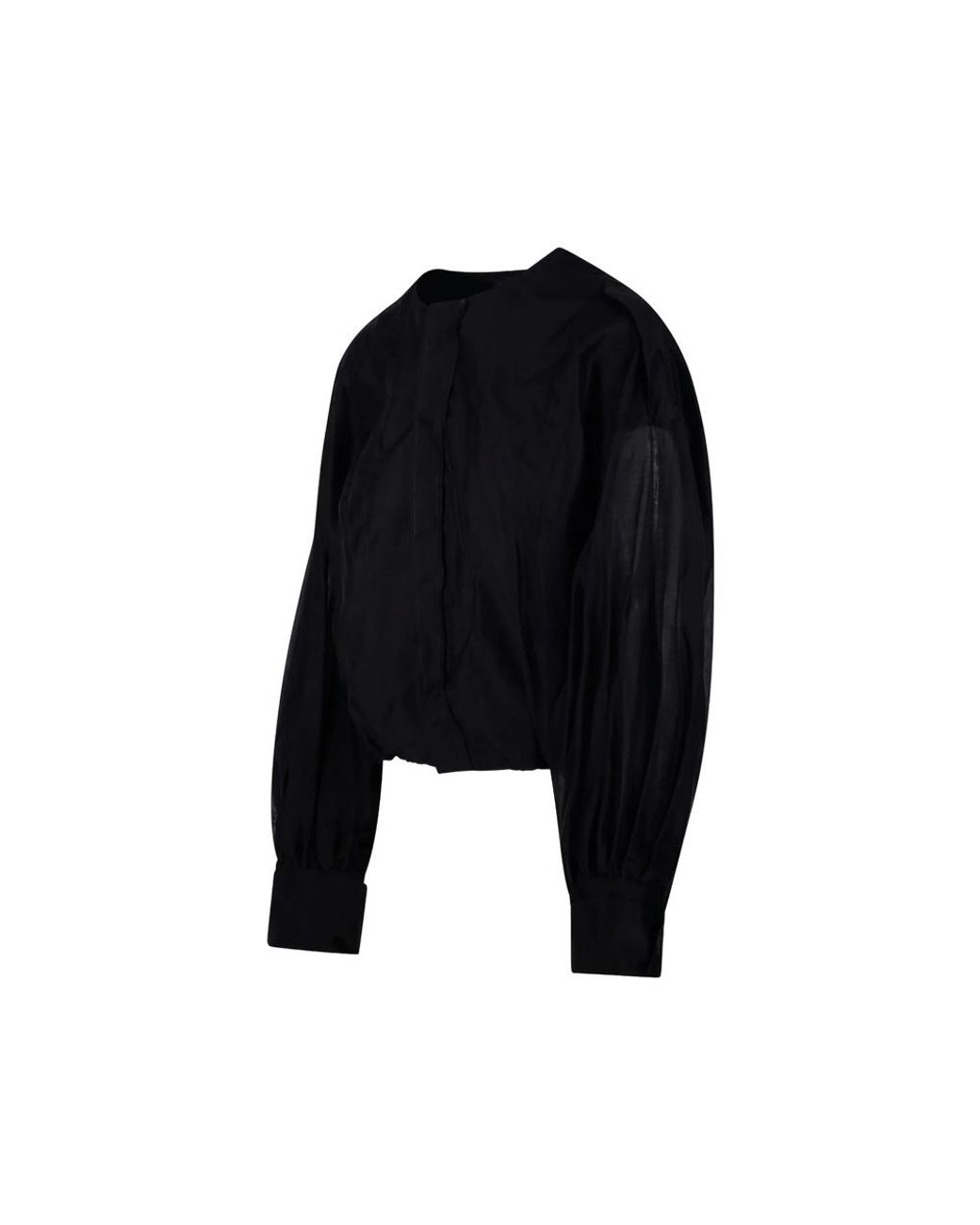 Thelatest Black Blouson-Sleeve Top