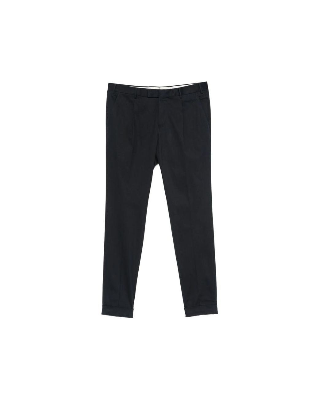 PT Torino Black Pleated-Front Tailored Trousers for men
