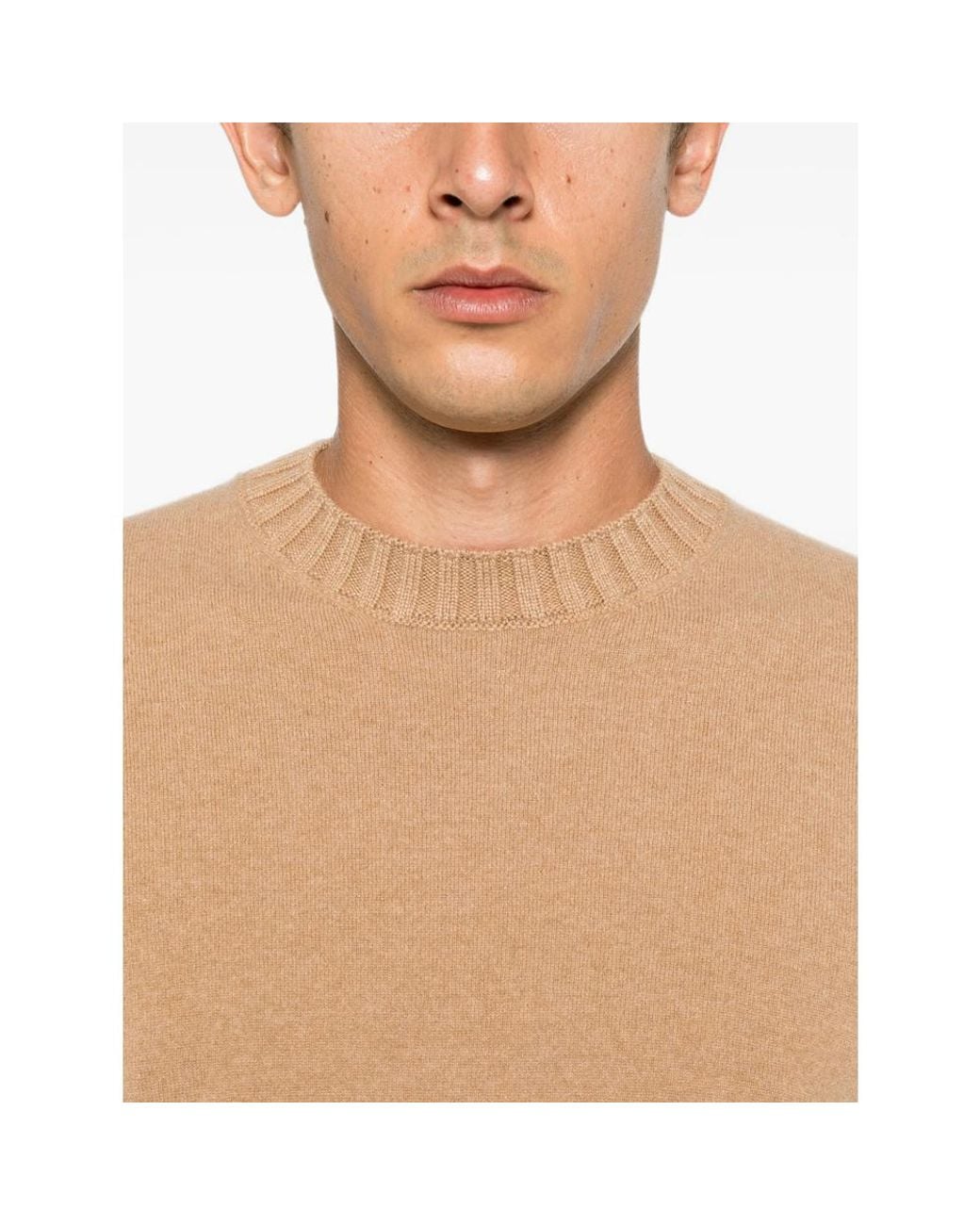 Magazzino Ricambi Natural Ribbed-Trim Crew-Neck Sweater for men