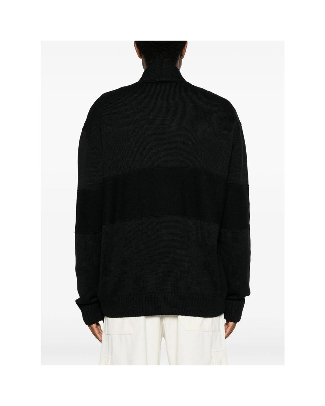Gcds Black Logo-Intarsia Knit Cardigan for men