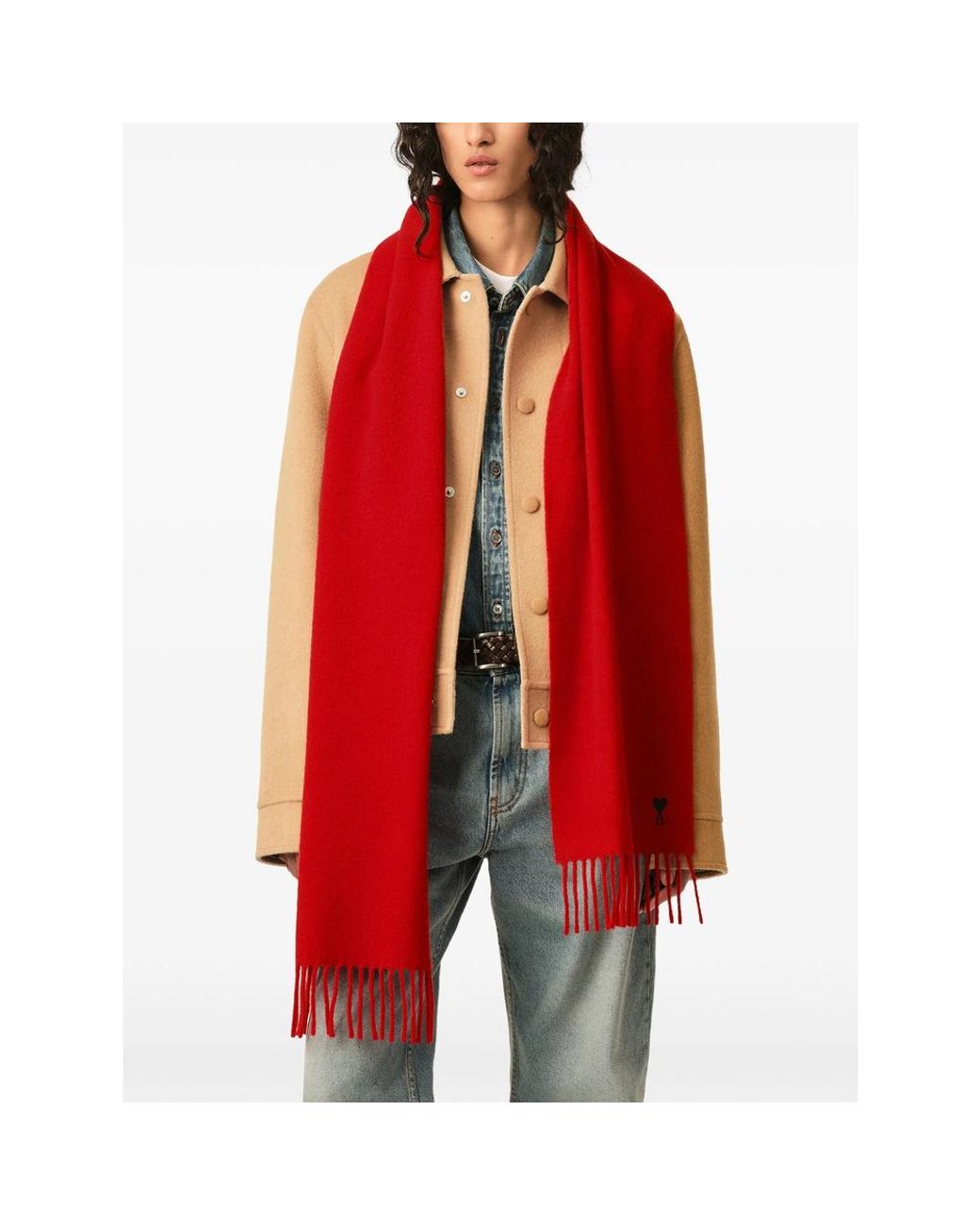 AMI Red Winter Scarves for men