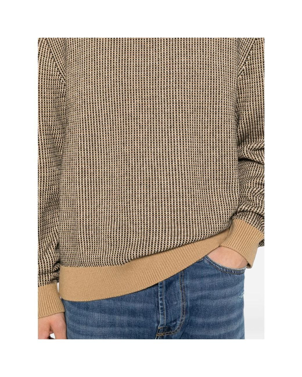 Calvin Klein Natural Micro-Patterned Crew-Neck Sweater for men