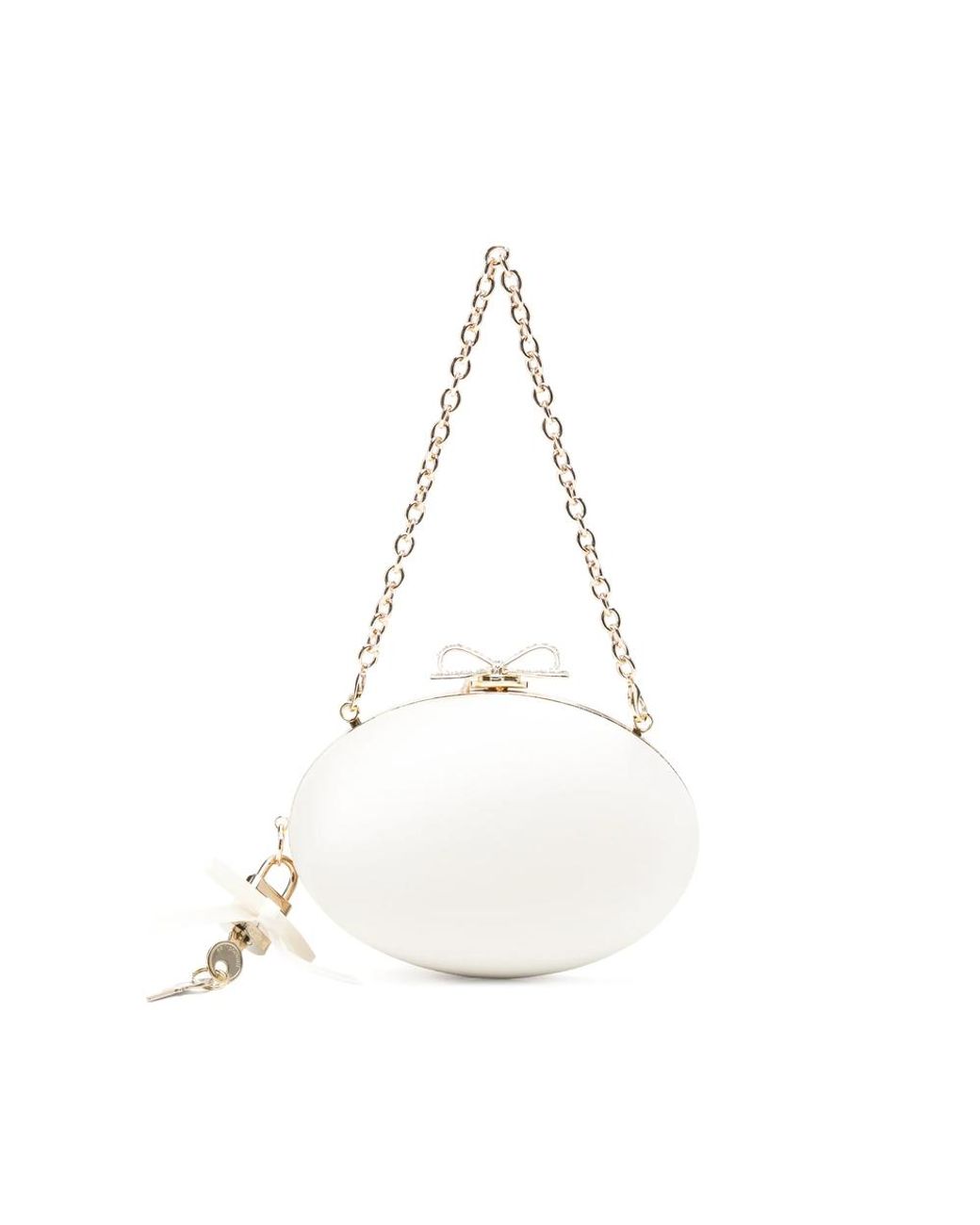 Self-Portrait White Bow-Detail Oval Clutch Bag