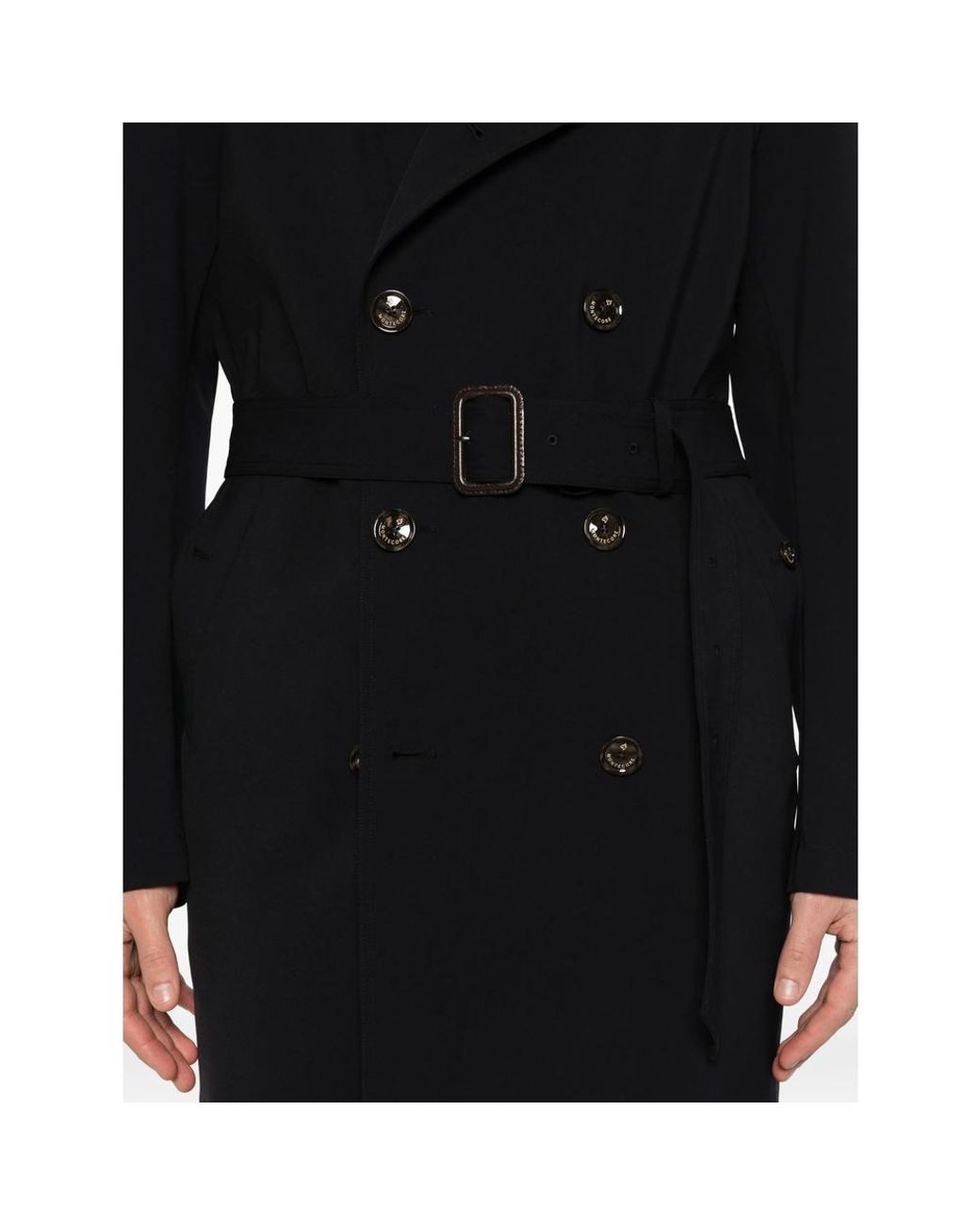 Montecore Black Buttoned Belted Coat for men