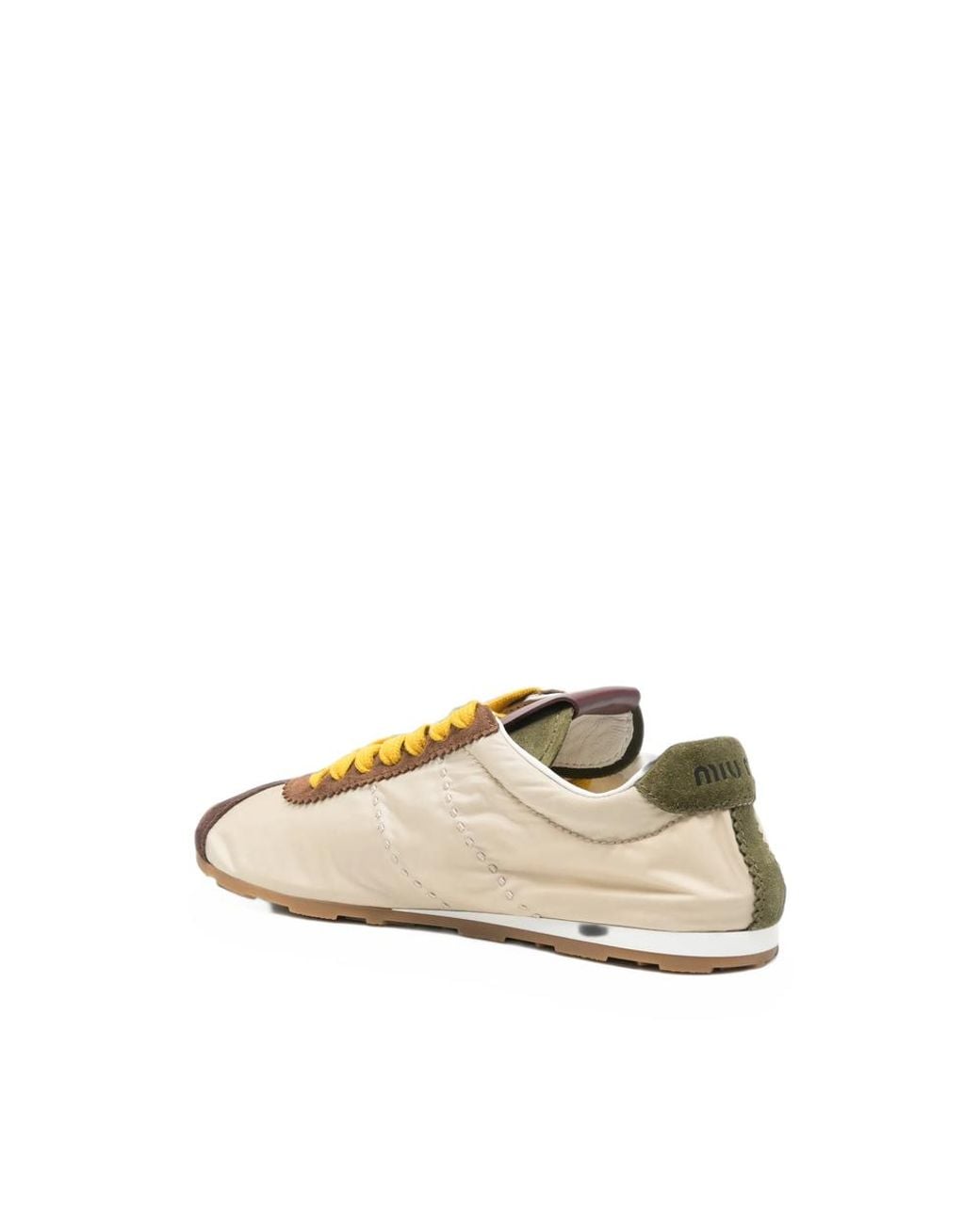 Miu Miu Natural Suede-Trim Panelled Sneakers