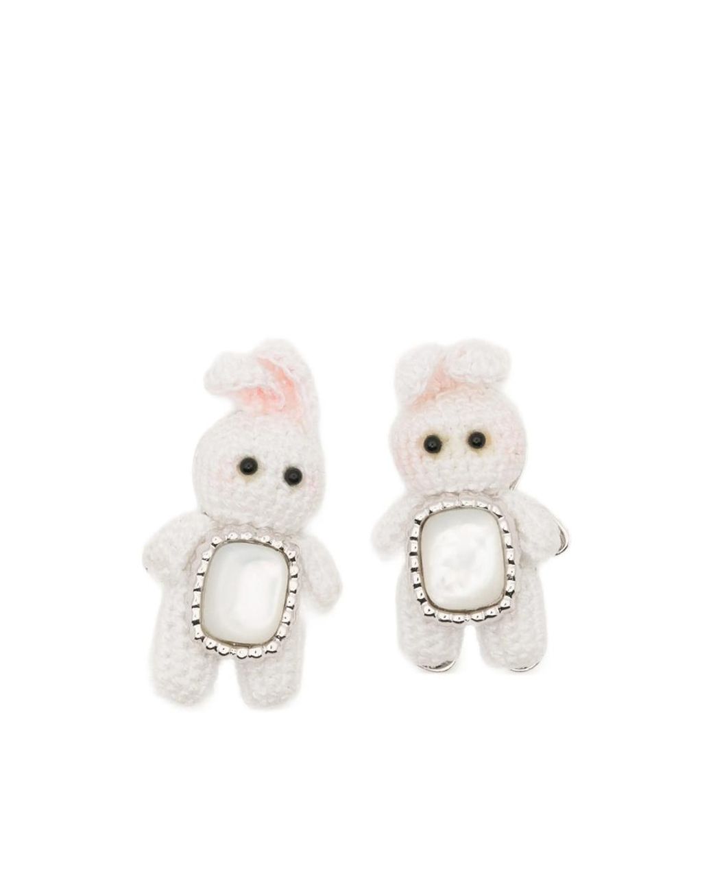 YVMIN White Bunny-Motif Sterling Earrings