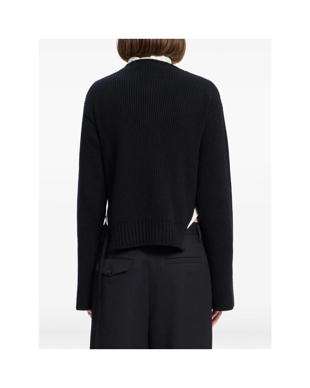 Ann Demeulemeester Black Cashmere Ribbed-Knit Sweater