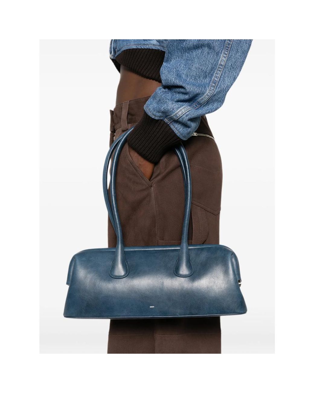 OSOI Blue Boat Aged-Effect Leather Tote Bag