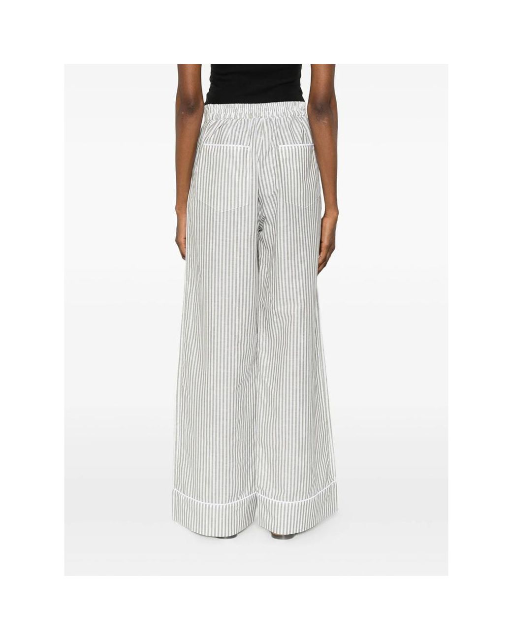 Riviera White Striped-Pattern Pants