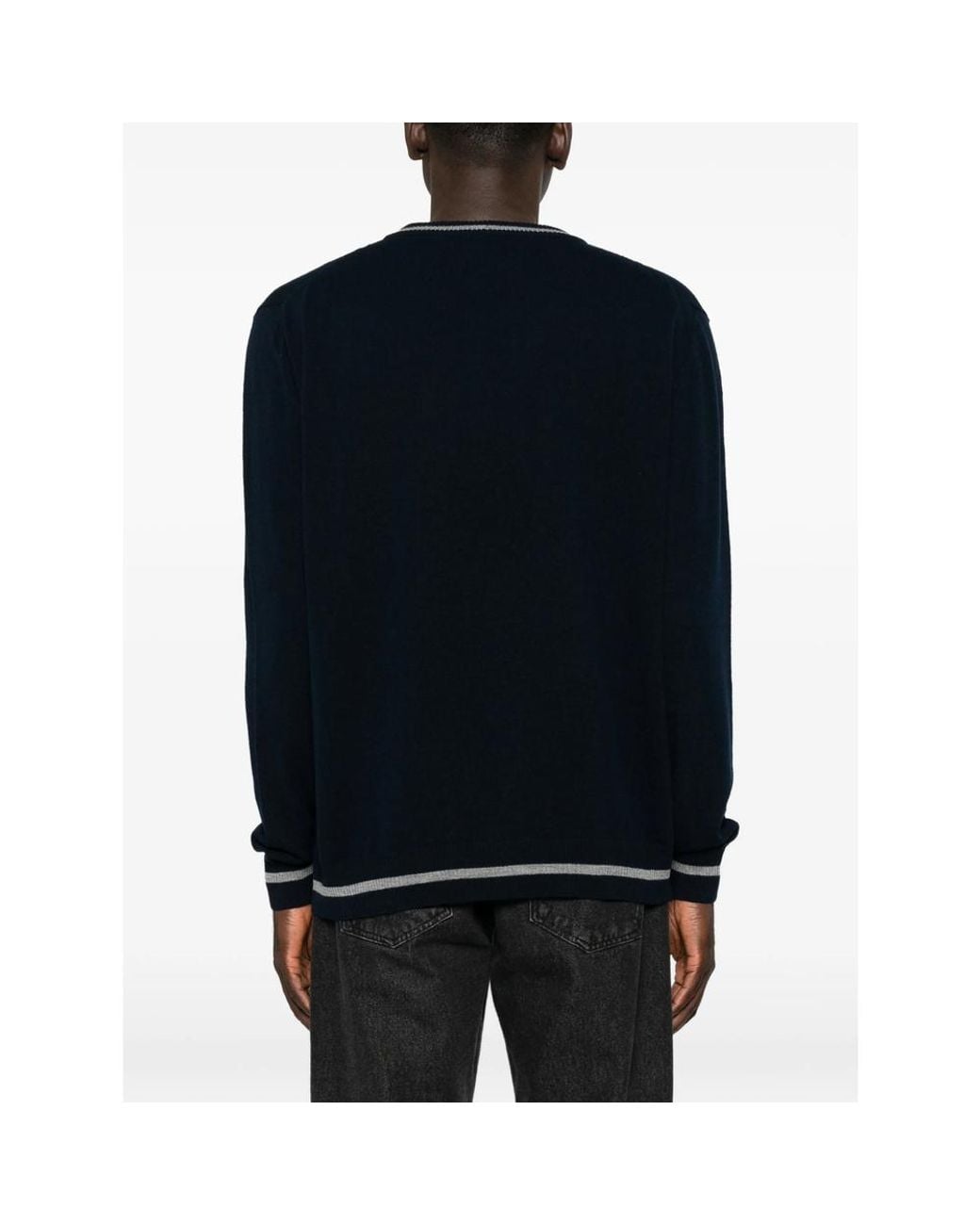 Iceberg Black Logo-Intarsia Tipped Sweater for men