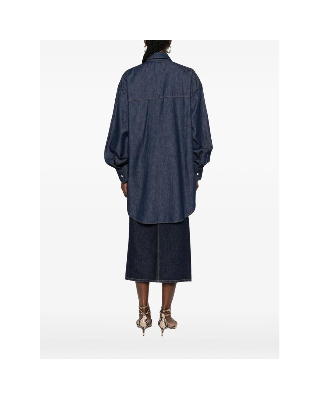 Khaite Blue Christensen Contrast-Stitch Denim Shirt