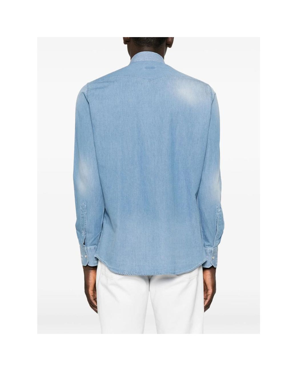 Sartorio Napoli Blue Western-Yoke Faded Shirt for men